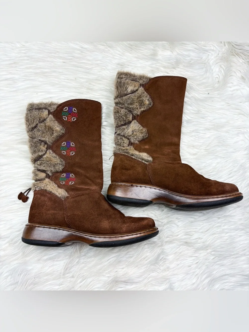 Dansko Fyodora Boots Tribal Boho Native Embroidered Suede Fur Orthopedic Arch